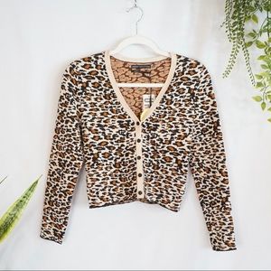 Urban Outfitters Cropped Leopard Print Cardigan